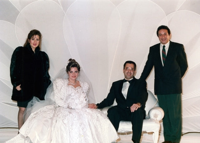 نور الشريف وبوسي في حفل زفاف مي سربيه ود. غسان شهاب وعندما همس للعروس بنصيحته حول الحياة الزوجية في المستقبل